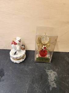 lot 117 image: Coca Cola polar bear trinket box and Garnet angel figurine