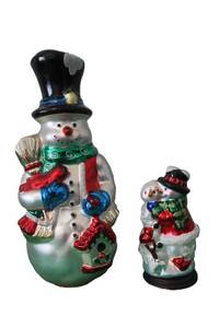 lot 20 image: Holiday Glass Snowmen - total of 2 - 12inT & 6.5inT