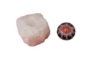 lot 30 image: Brazil Quartz Tea Light Holder and Strathearn Paperweight