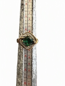 lot 72 image: Emerald Gemstone Ring, Maker mark BR  KRN, tarnishing on band, size and weight see pictures