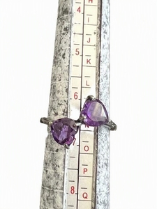 lot 75 image: Amethyst Stone Ring, band marked 925, is tarnished, see pictures for size and weight