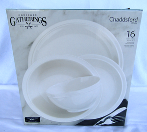 lot 508 image: NIB Godinger Gatherings Chaddsford white 16 piece stoneware servings set. (Matches lot 507)