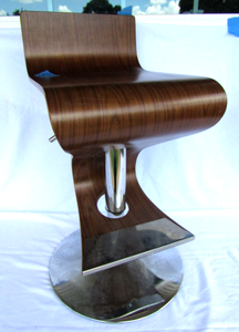 lot 509 image: AC Pacific Walnut Short Swivel Wood Bar Stool with chrome base