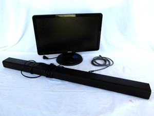lot 515 image: Dell computer monitor and Insignia 2.1 channel soundbar with subwoofer