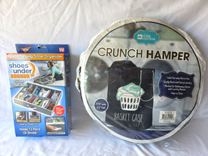lot 504 image: NIB - Under bed space saving shoe organizer and Home Collections crunch clothing hamper