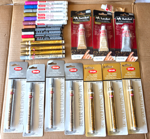 lot 540 image: NIB Krylon Gold & Silver leafing pens, Amaco rub-n-buff, Craftsmart metallic paint pens