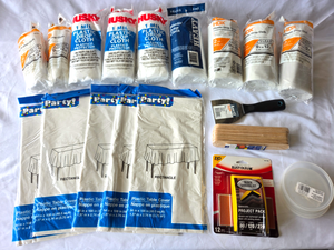 lot 567 image: NIB Husky & HDX plastic painters drop clothes 9 rolls, Rustoleum block sanding kit, and more as shown