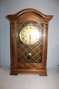 lot 24 image: Standing R&M Westminster chime clock