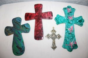 lot 36 image: Enameled and beaded crosses