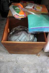 lot 136 image: Crafts with homemade rolling storage box