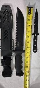 lot 260 image: Tactical survival knife set, black steel