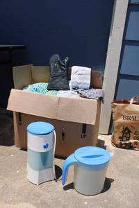 lot 196 image: Water pitcher, kitchen and bath towels