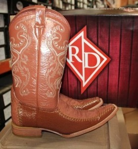 lot 2 image: NEW Red Diamond Versace Cognac ostrich exotic boots, Mens size 10 with pointed toe