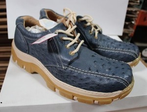 lot 5 image: NEW Verthalt Blue ostrich leather tennis shoes, Mens size 10.5