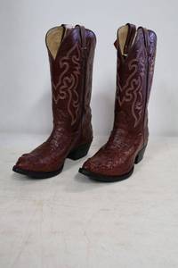 lot 200 image: Hacienda wine color croc boots size 8.5