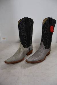 lot 303 image: Herrera grey and black ostrich boots size 8