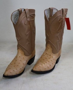 lot 309 image: Bone and taupe color ostrich boots size 8.5