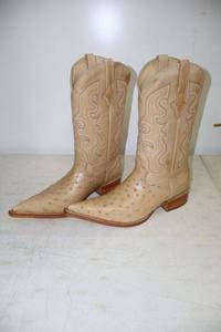 lot 158 image: Red Diamond oryx color ostrich boots size 8.5