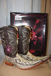 lot 19 image: Los Altos snake boots, silverbrown colors, size 10