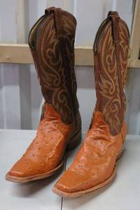 lot 241 image: Herrera brown color ostrich boots size 6