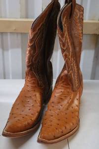 lot 245 image: Herrera Cognac color ostrich boots size 9.5