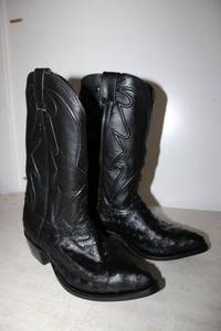 lot 339 image: Black ostrich leather boots size 8.5