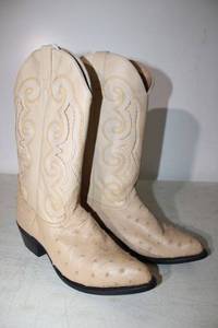 lot 341 image: Bone color ostrich boots size 8.5