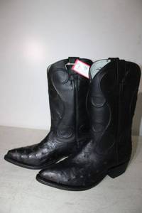 lot 342 image: Black color ostrich boots size 8.5