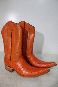 lot 366 image: Herrera Orange color ostrich boots size 8