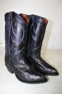 lot 388 image: Black ostrich color boots size 8