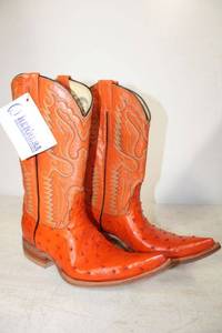 lot 433 image: Herrera orange color ostrich boots size 5