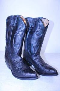 lot 438 image: Black ostrich boots size 7.5 or 8.5 