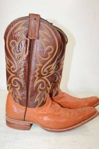 lot 442 image: Herrera honey and brown color ostrich boots size 7.5