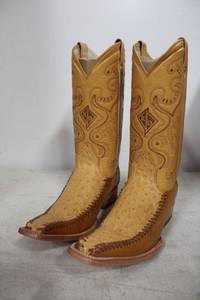 lot 451 image: Red Diamond golden butter color ostrich boots size 7.5
