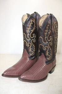 lot 495 image: Red Diamond coffee brown color  lizard boots size 7