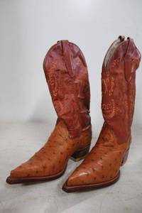 lot 498 image: Herrera 500x reddish brown ostrich boots size 7.5