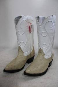 lot 501 image: Bone and white color ostrich boots size 7