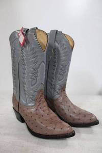 lot 522 image: Hacienda Sand and grey color ostrich boots size 7