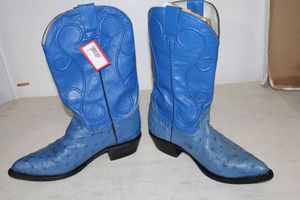 lot 537 image: Blue ostrich boots size 8.5