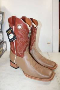 lot 656 image: Twinstone mid calf red and tan color boots size 13