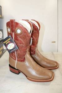 lot 657 image: Twinstone mid calf red and tan color boots size 7