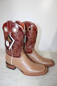 lot 676 image: Twinstone mid calf red and tan color boots size 7.5