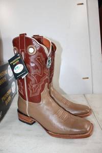lot 678 image: Twinstone mid calf red and tan color boots size 10.5