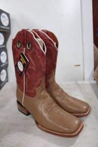 lot 684 image: Twinstone mid calf red and tan color boots size 8.5
