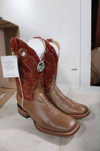 lot 704 image: Twinstone mid calf red and tan color boots size 7.5