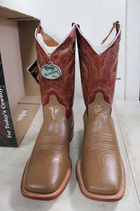 lot 702 image: Twinstone mid calf red and tan color boots size 10.5