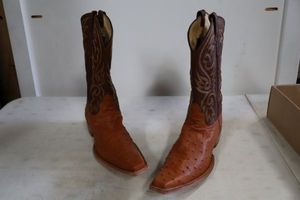 lot 117 image: Herrera Cognac color ostrich leather boots size 10.5