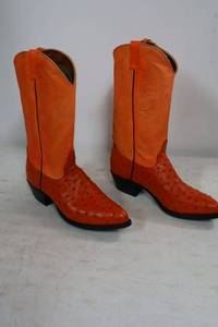lot 151 image: Orange ostrich leather boots size 10.5