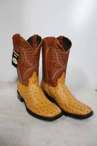 lot 718 image: Twinstone brown and butter color ostrich boots size 10