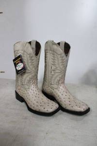 lot 717 image: Twinstone bone color ostrich boots size 7